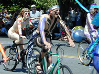 painted naked Fremont Solstice Parade Cyclists